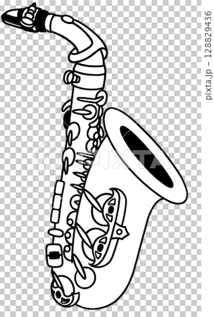 A simple and cute black and white alto saxophone 128829436