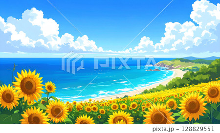 向日葵　海　青空 128829551