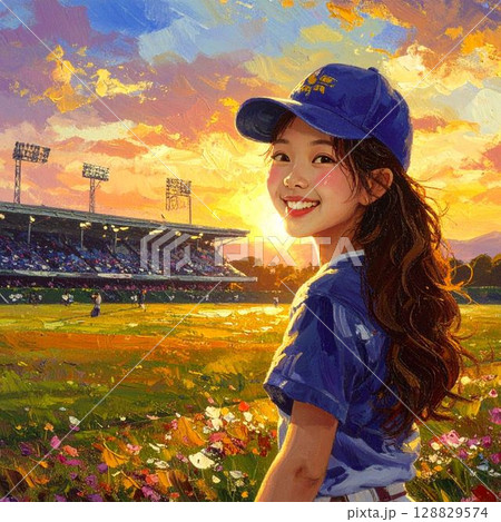 帽子をかぶった女の子 128829574