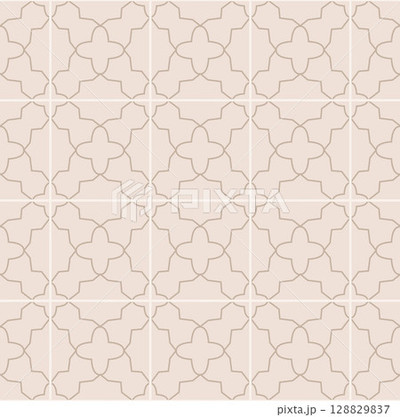 Line elegant simple geometric tile seamless pattern. Thin outline ornamental vector art deco background fpr wrap, paper, wallpaper. Line elegant simple geometric tile seamless pattern. Thin outline ornamental vector art deco background fpr wrap, paper, wallpaper. 128829837