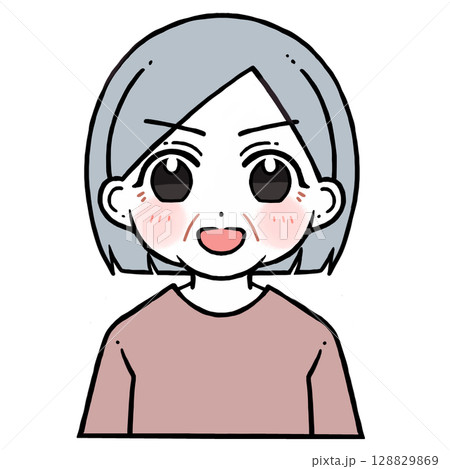 凛々しく笑う老人女性のイラスト 128829869