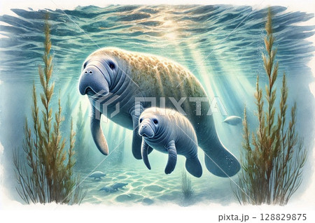 マナティー　親子 128829875