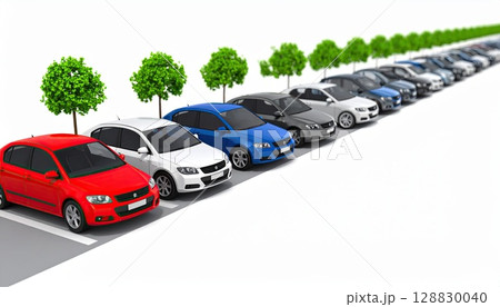 《AI画像》車が並んだ駐車場イメージ 《AI画像》車が並んだ駐車場イメージ 128830040
