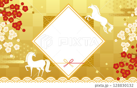 2026年の午年の新春セール用バナー、ポスター背景(新年,お正月,ベクターイラスト) 128830132