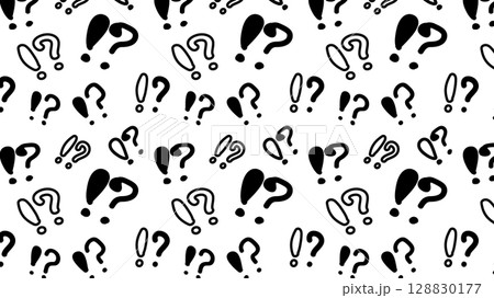 びっくりマークとハテナの背景イラスト びっくりマークとハテナの背景イラスト 128830177