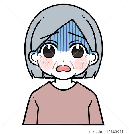 困り顔の青い顔の老人女性のイラスト 128830414