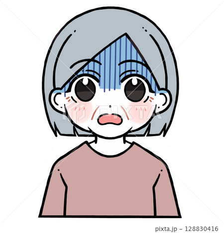 驚く青い顔の老人女性のイラスト 128830416