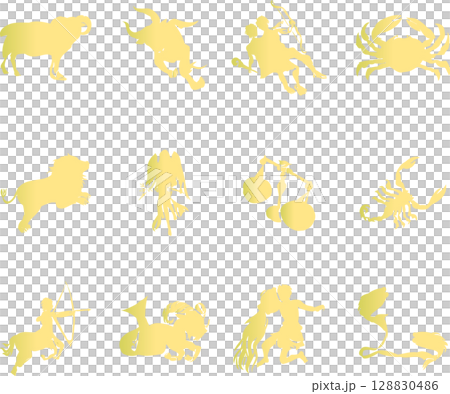 12 constellations gorgeous silhouette material set 128830486