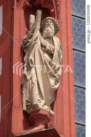 Saint Andrew the Apostle statue on the portal of the Marienkapelle in Wurzburg, Bavaria, Germany Saint Andrew the Apostle statue on the portal of the Marienkapelle in Wurzburg, Bavaria, Germany 128830499