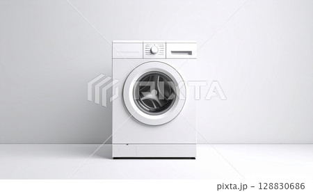 《AI画像》白背景に白い洗濯機 《AI画像》白背景に白い洗濯機 128830686