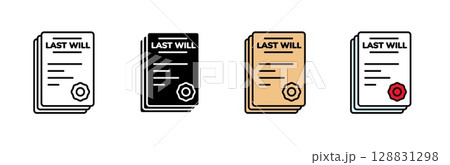 Icon set featuring last will documents in colorful and minimal design variations 128831298
