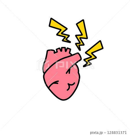 Heart with lightning bolts symbolizing emotional shock or energy surge 128831371