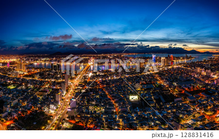 Aerial view of Da Nang city which is a very famous destination for tourists. 128831416