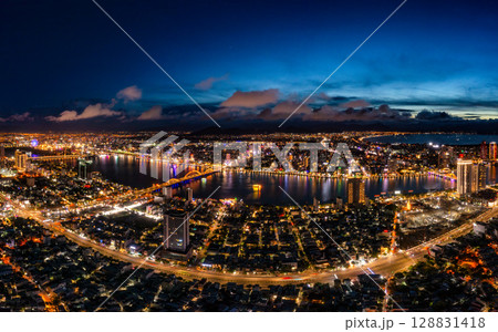Aerial view of Da Nang city which is a very famous destination for tourists. 128831418