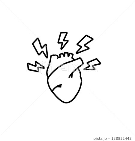 Heart with lightning and energy lines symbolizing vibrant life and dynamic emotional expressionlightning, bolt, 128831442