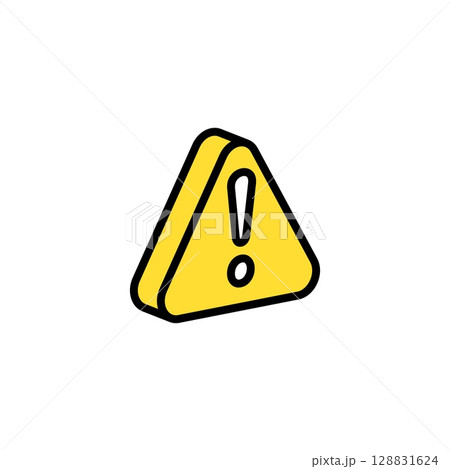Icon of yellow warning sign with exclamation mark for caution messaging and alerts Icon of yellow warning sign with exclamation mark for caution messaging and alerts 128831624
