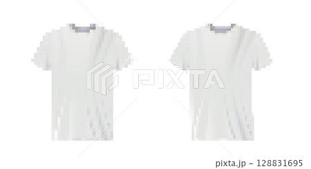 Mosaic style pixel art icon of two white shirts in retro 8 bit fashion Mosaic style pixel art icon of two white shirts in retro 8 bit fashion 128831695
