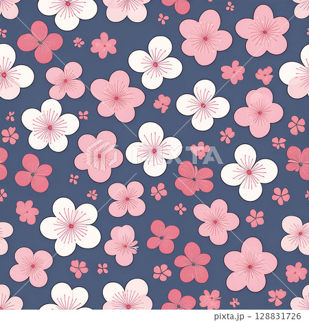 繰り返しシームレスな桜の背景イラスト素材 128831726
