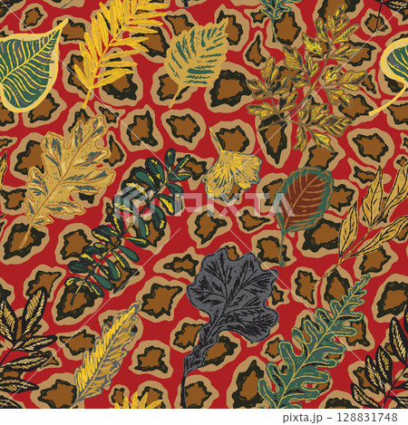 seamless pattern with autumn leaves seamless pattern with autumn leaves 128831748