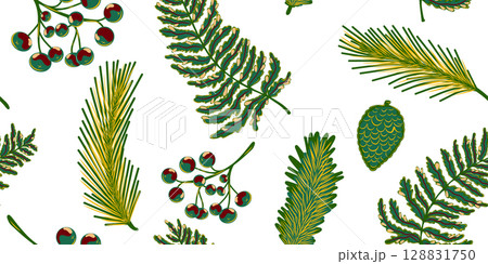 watercolor seamless pattern with fir branches watercolor seamless pattern with fir branches 128831750
