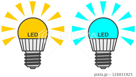 室内照明や設備の明かりをLED電球に交換するイラスト 128831925