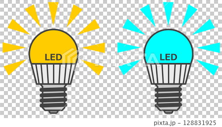 室内照明や設備の明かりをLED電球に交換するイラスト 128831925