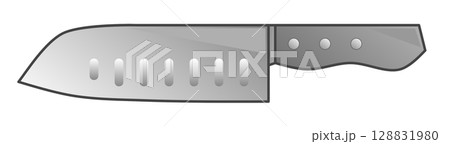 調理や料理で食材を切ったり切断する三徳包丁のイラスト 128831980