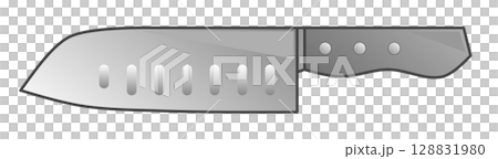 調理や料理で食材を切ったり切断する三徳包丁のイラスト 128831980