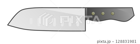調理や料理で食材を切ったり切断する三徳包丁のイラスト 128831981