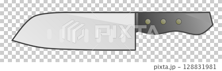 調理や料理で食材を切ったり切断する三徳包丁のイラスト 128831981