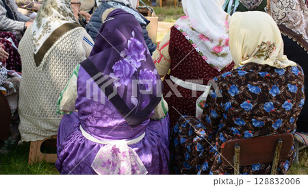 Alevi Women Wearing Floral Headscarves at Cultural Event Alevi Women Wearing Floral Headscarves at Cultural Event 128832006