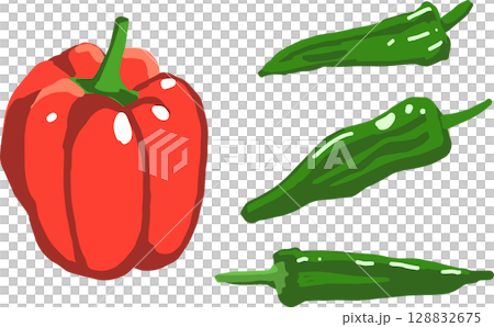 ししとうとパプリカのイラスト 128832675