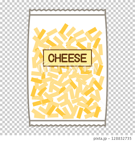 Illustration of melting cheese in a bag 128832735