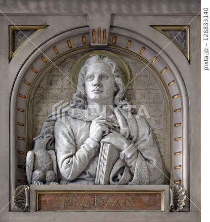 Saint John, pulpit in the Basilica of the Sacred Heart of Jesus in Zagreb, Croatia 128833140
