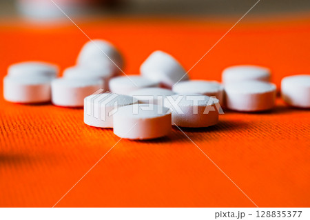 Lots of pills in a blister packs. Medical drug. Medicine. Medical background 128835377