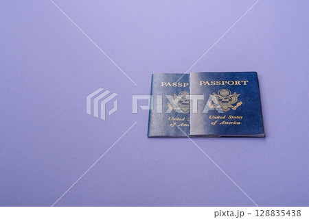 US passport for travelling, flying and doing business. USA document 128835438