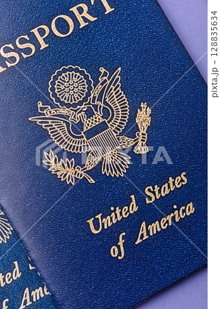US passport for travelling, flying and doing business. USA document 128835634