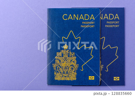 Canadian passport for travelling, flying and doing business. Canada document 128835660