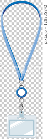 帶有捲軸的身份證夾和頸帶/員工身份證和姓名標籤的向量插圖材料 128835842