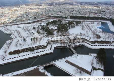 真冬の五稜郭全景 北海道函館市 真冬の五稜郭全景 北海道函館市 128835855