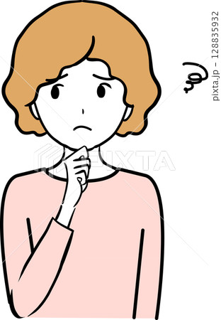 困っている女性のイラスト 128835932