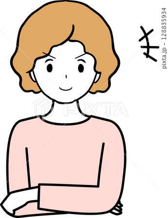 ドヤ顔の若い女性のイラスト ドヤ顔の若い女性のイラスト 128835934