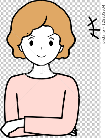 ドヤ顔の若い女性のイラスト ドヤ顔の若い女性のイラスト 128835934