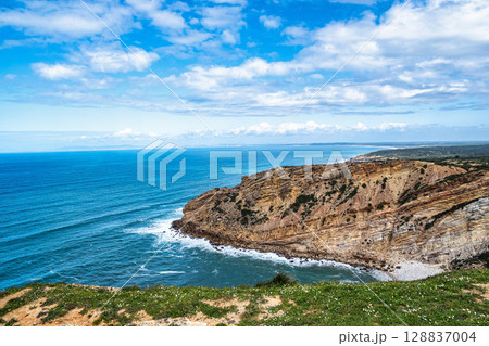 Cape Espichel in Portugal. Arrabida Natural Park. Pedra da Mua, Lagosteiros Natural Monument 128837004