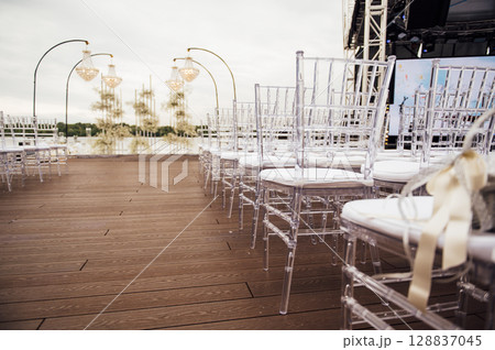 Luxury wedding photo zone with day lights Luxury wedding photo zone with day lights 128837045