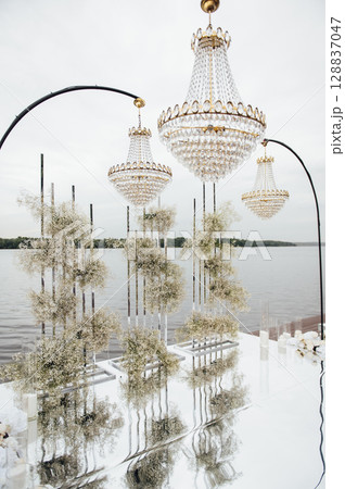 Luxury wedding photo zone with day lights Luxury wedding photo zone with day lights 128837047
