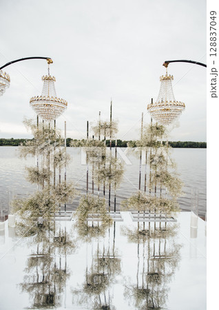 Luxury wedding photo zone with day lights Luxury wedding photo zone with day lights 128837049