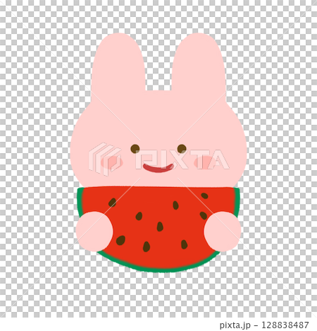Rabbit eating watermelon Rabbit eating watermelon 128838487