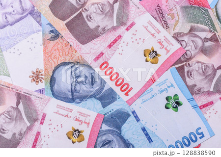 Rupiah money, Indonesian banknotes for buying and selling goods and exchanging for other currencies Rupiah money, Indonesian banknotes for buying and selling goods and exchanging for other currencies 128838590