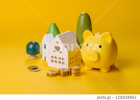 Conceptual background with house, property investment or property 128838662